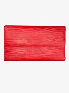 Louis Vuitton Red Epi Leather Long Wallet Flap Made in Spain Authenticated